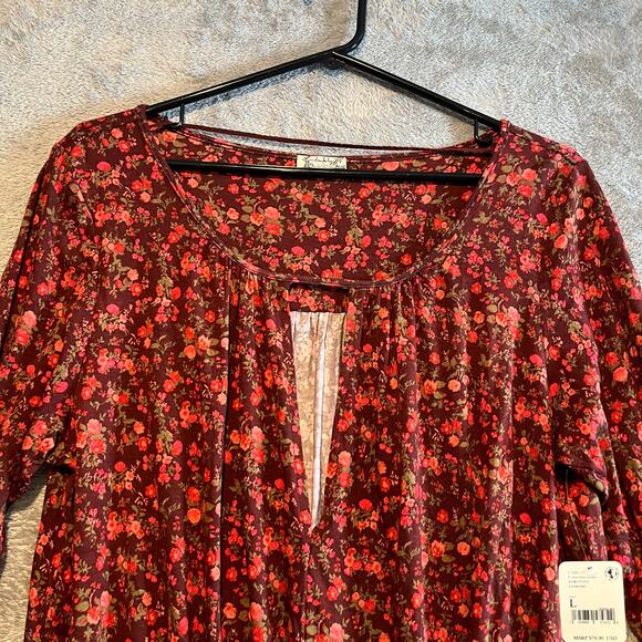 Free People Kaya‎ Floral Print Long Sleeve Bodysuit in Chocolate Combo Large - Picture 8 of 8
